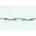 Handcrafted 925 Sterling Silver Marcasite Blue Turquoise Stones Bracelet 7.9'